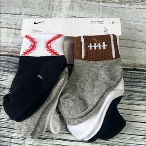 Nike kids’ Ankle Unisex Sport Socks - 6 pack Black, Gray, White,  Sz 12-24m